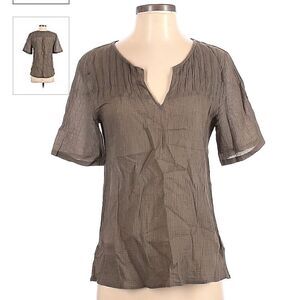 MADEWELL | BROADWAY & BROOME NYC | olive green crepe sheer blouse M